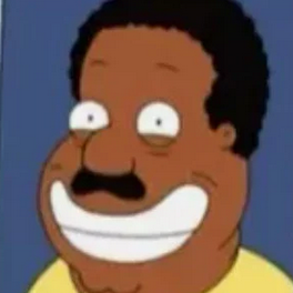 cleveland brown with a very big smile on his face